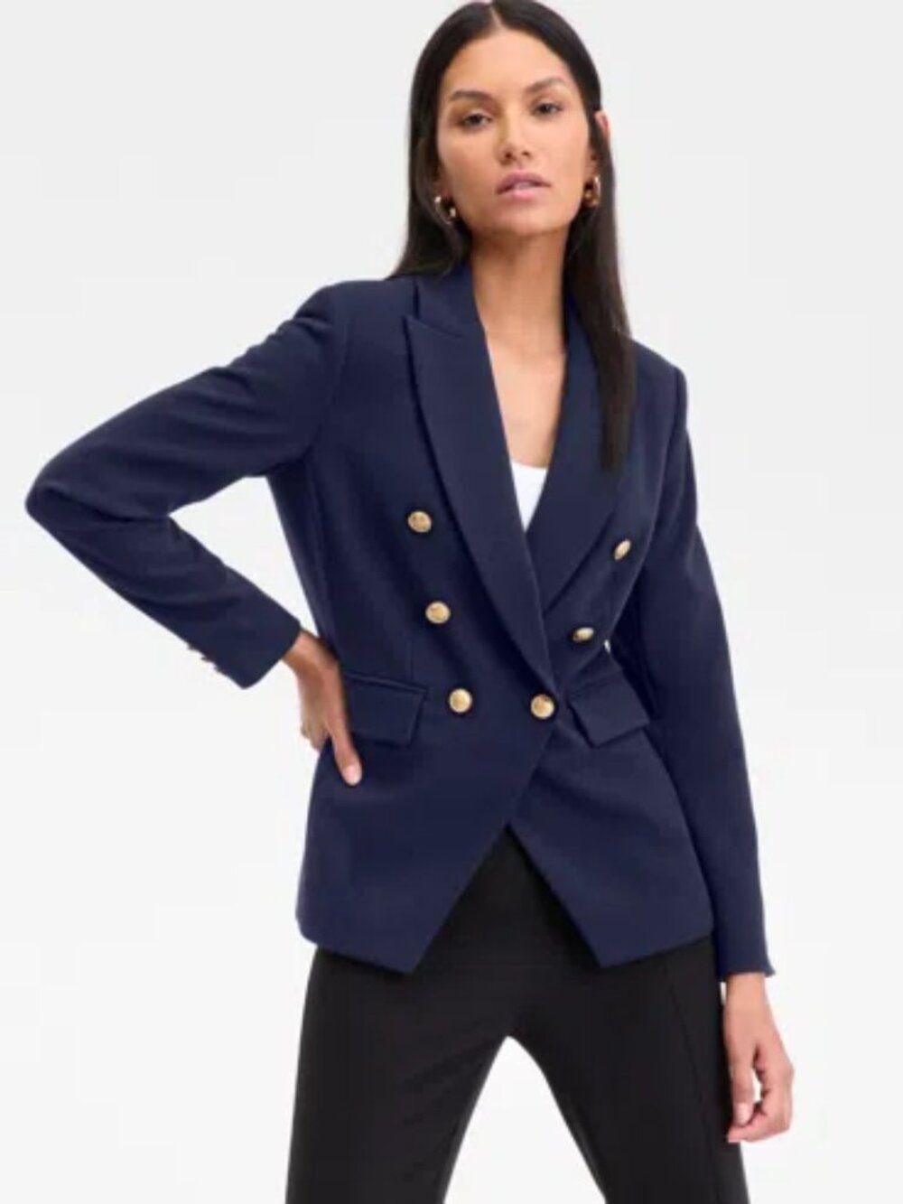 Mohito xs Navy Double-Breasted Women's Blazer Jacket